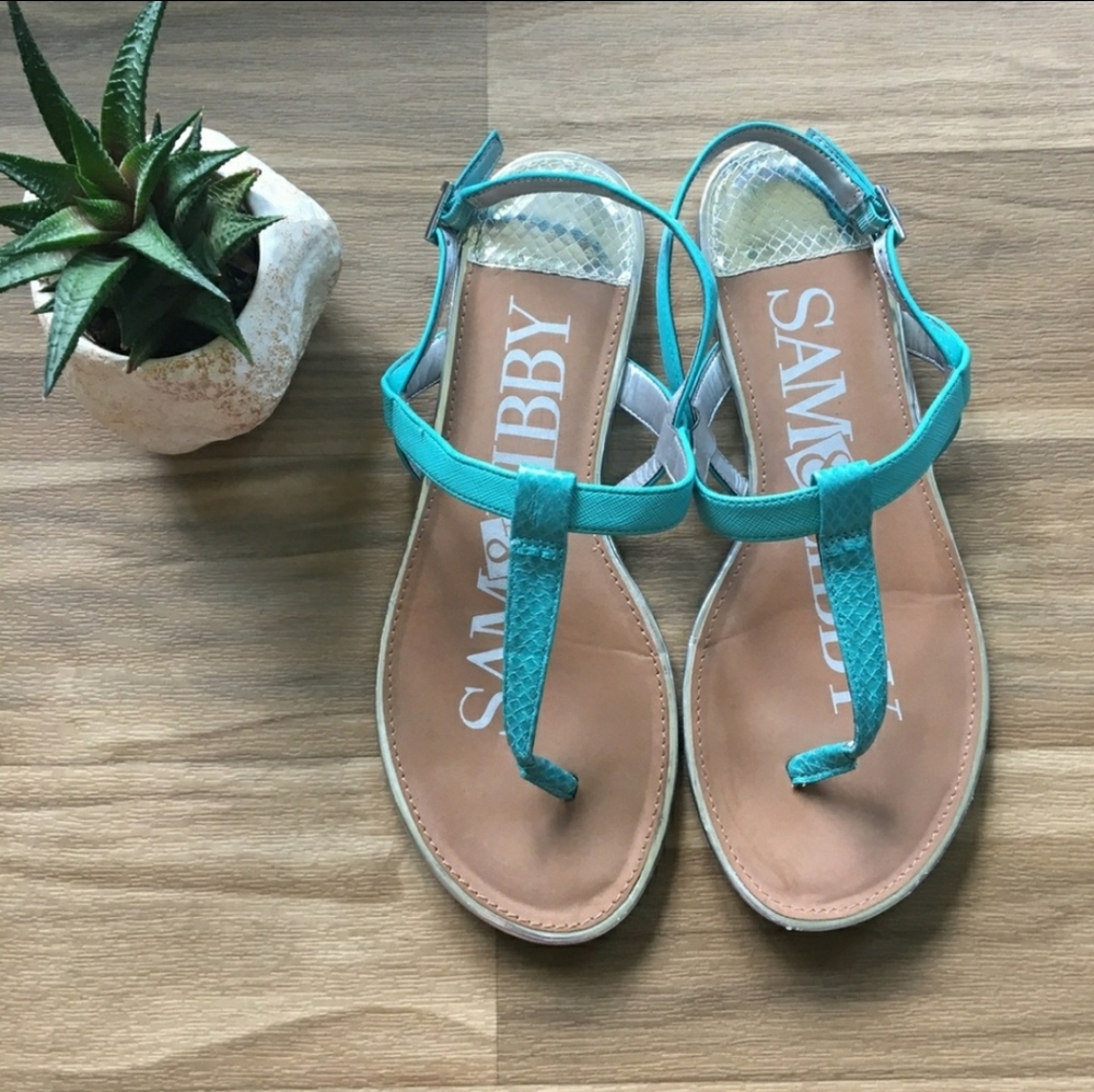 Sam & Libby Sandals Blue Thong Flip Flop Shoes